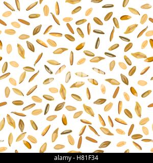 Seamless pattern wheat and rye grains. Vector illustration. Isolated. Stock Vector