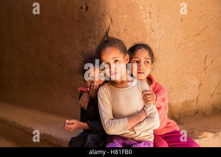 Morocco,Tinejdad,Todra Valley,Ksar El Khorbat, children posing Stock Photo