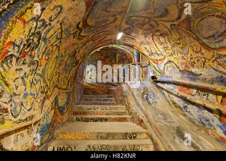 Pedestrian tunnel between the train station and the beach, Cerbere France Stock Photo