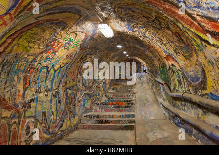 Pedestrian tunnel between the train station and the beach, Cerbere France Stock Photo