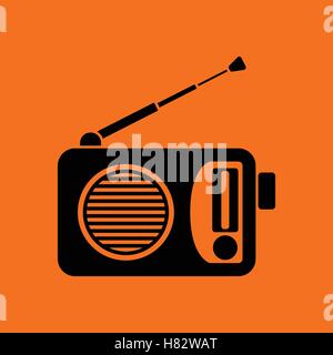 Radio icon. Orange background with black. Vector illustration. Stock Vector