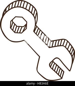 wrench tool icon over white background, line style, vector illustration ...