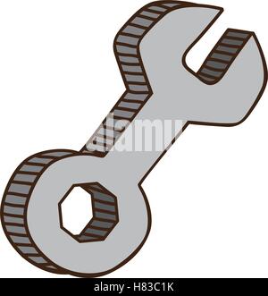wrench repair tool icon over white background. draw design. vector illustration Stock Vector