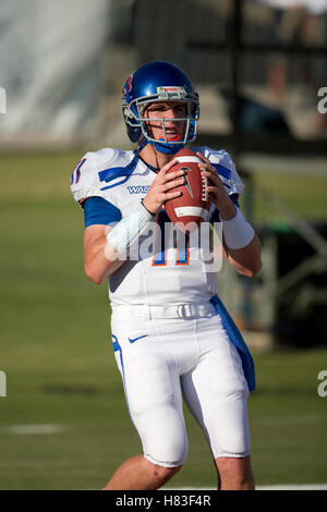 Boise State quarterback Kellen Moore drops back to pass during an NCAA ...