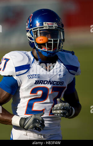 Sep. 18, 2009; Fresno, CA, USA; Boise State Broncos running back Jeremy Avery (27) before the game at Bulldog Stadium. Boise State defeated the Fresno State Bulldogs 51-34. Stock Photo