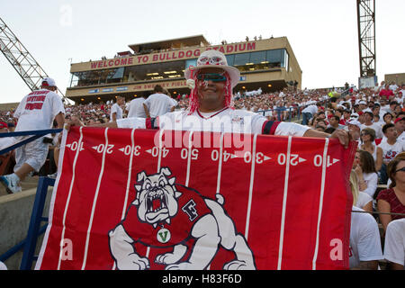 Sep. 18, 2009; Fresno, CA, USA; A Fresno State Bulldogs fan during the second quarter at Bulldog Stadium. The Boise State Broncos defeated Fresno State 51-34. Stock Photo