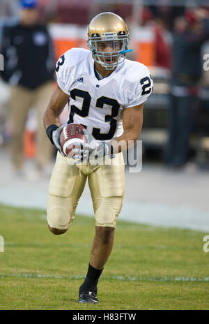 November 28, 2009; Stanford, CA, USA; Notre Dame Fighting Irish wide receiver Golden Tate (23) before the game against the Stanford Cardinal at Stanford Stadium.    Stanford defeated Notre Dame 45-38. Stock Photo