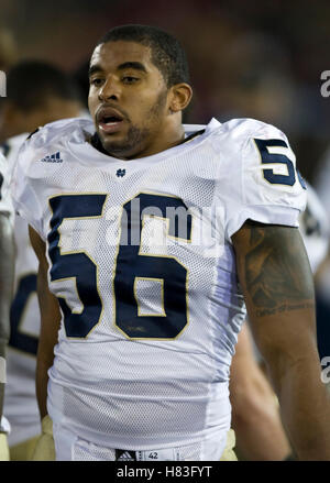 November 28, 2009; Stanford, CA, USA;  Notre Dame Fighting Irish defensive end Kerry Neal (56) during the third quarter against the Stanford Cardinal at Stanford Stadium.  Stanford defeated Notre Dame 45-38. Stock Photo