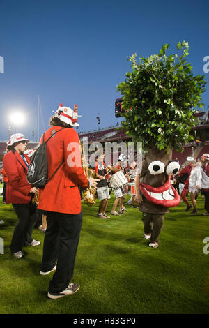 September 18, 2010; Stanford, CA, USA; The Stanford Cardinal mascot performs with the band before the game against the Wake Forest Demon Deacons at Stanford Stadium. Stanford defeated Wake Forest 68-24. Stock Photo