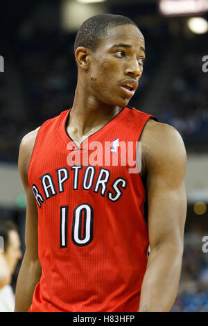 November 1, 2010; Sacramento, CA, USA;  Toronto Raptors shooting guard DeMar DeRozan (10) during the third quarter against the Sacramento Kings at the ARCO Arena. The Kings defeated the Raptors 111-108. Stock Photo