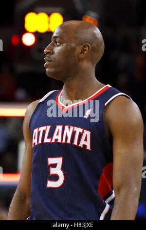 February 25, 2011; Oakland, CA, USA;  Atlanta Hawks small forward Damien Wilkins (3) after the game against the Golden State Warriors at Oracle Arena. Atlanta defeated Golden State 95-79. Stock Photo