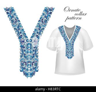 Shirt, jacket and T-shirt collar pattern. Embriodery ornament. Vector. Stock Vector