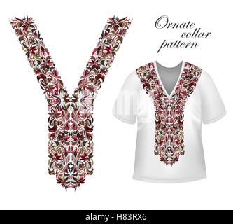 Shirt, jacket and T-shirt collar pattern. Embriodery ornament. Vector. Stock Vector