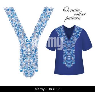 Shirt, jacket and T-shirt collar pattern. Embriodery ornament. Vector. Stock Vector