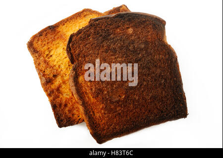 Burnt toast isolated on white background Stock Photo