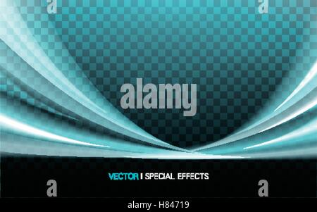 turquoise lustrous wavy effect on two sides, 3d illustration transparent background Stock Vector