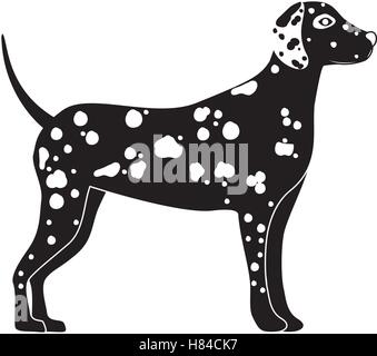 silhouette of cute dalmatian dog animal icon over white background. side view. vector illustration Stock Vector