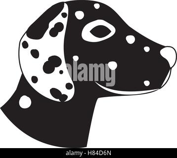 silhouette of cute dalmatian dog animal icon over white background. side view. vector illustration Stock Vector