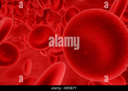 3d abstract red blood cells illustration, scientific or medical or microbiological background Stock Photo