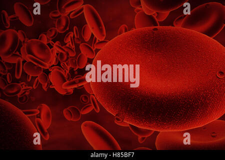 3d abstract red blood cells illustration, scientific or medical or microbiological background Stock Photo