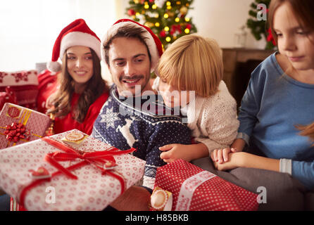 Family in Christmas time at home Stock Photo