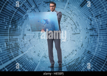 Young businessman in data mining concept Stock Photo