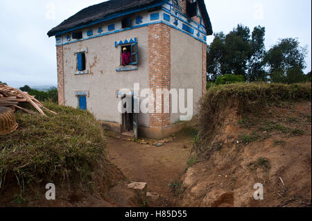 Traditional house in the Betsileo countryside ( Madagascar) Stock Photo