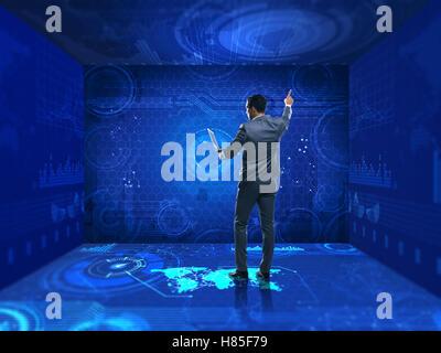 Young businessman in data mining concept Stock Photo