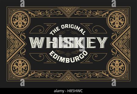 Whiskey label with old frames Stock Vector