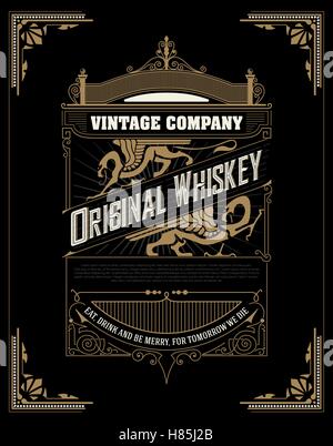 Whiskey label with old frames Stock Vector