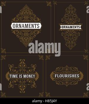 Vintage Ornament Greeting Card Set Stock Vector