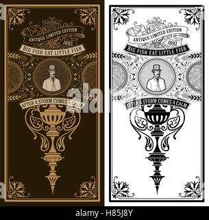 Vintage card. Baroque ornaments and gentleman Stock Vector