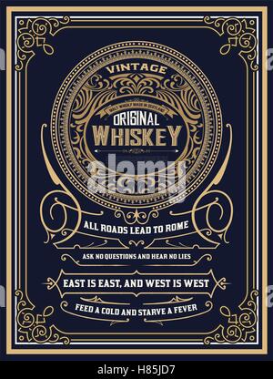 Whiskey label with old frames Stock Vector