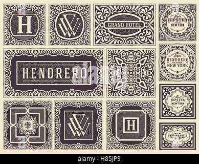 Retro cards set. Elements layered. Stock Vector