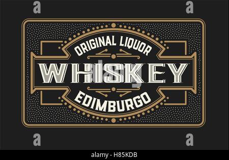 Vintage frame and label for whiskey product. Vector illustration Stock Vector