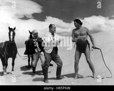 Tarzan, Bezwinger der Wüste, (TARZAN'S DESERT MYSTERY) USA 1943 s/w, Regie: Wilhelm Thiele, OTTO KRUGER, JOHNNY WEISSMÜLLER, Stichwort:  Wüste, Pferd, Peitsche Stock Photo