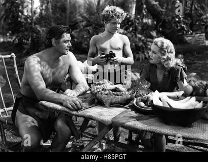 Tarzan und die Amazonen, (TARZAN AND THE AMAZONS) USA 1945 s/w, Regie: Kurt Neumann, JOHNNY WEISSMÜLLER, JOHNNY SHEFFIELD, BRENDA JOYCE Stock Photo