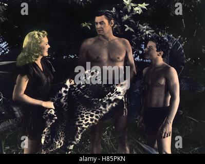 Tarzan und das Leopardenweib, (TARZAN AND THE LEOPARD WOMAN) USA 1946 s/w, Regie: Kurt Neumann, BRENDA JOYCE, JOHNNY WEISSMÜLLER, JOHNNY SHEFFIELD Stock Photo