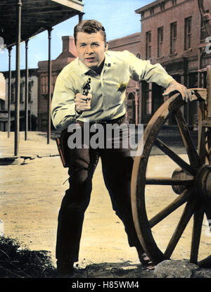 Der weiße Teufel von Arkansas, (RIDE A CROOKED TRAIL) USA 1958, Regie: Jesse Hibbs, AUDIE MURPHY, Stichwort: Revolver, Wagenrad Stock Photo