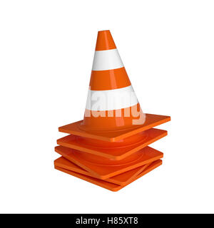 traffic cone 3d rendering on white Stock Photo