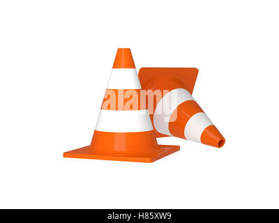 traffic cone 3d rendering on white Stock Photo