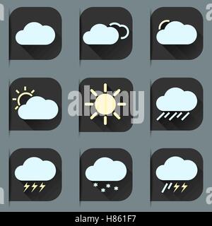 Flat design style weather icons and stickers set. Seasons theme, easy to use as icons, logo on web, mobile app, recolor and resize. Vector illustration Stock Vector