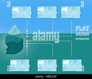 Polygonal iceberg infographics.  Vector illustration- low poly style. Triangle flat design. Winter theme. illustration Stock Vector