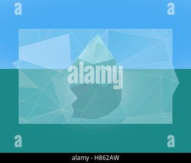 Polygonal iceberg poster, banner and flyer.  Vector - low poly style. Triangle flat design. Winter theme. llustration Stock Vector