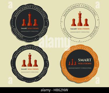 Business logo templates and badges. Chess Smart solutions design with company logo. Best for management consulting, finance, law companies. Vector illustration Stock Vector