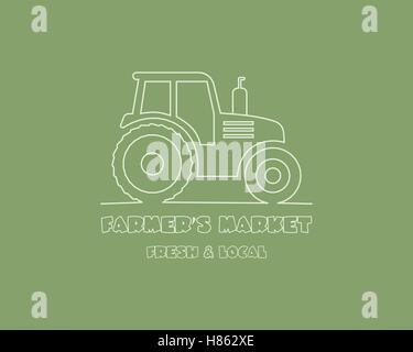 tractor cultivating field line icon vector illustration Stock Vector ...