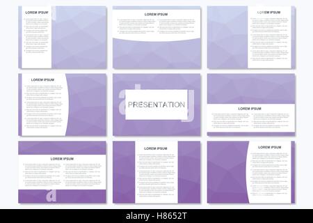 Set of modern business presentation templates in A4 size. Abstract geometrical triangle. Vector design illustration. Stock Vector