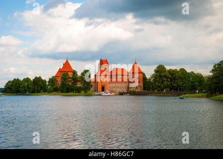 Trakai castle with lake, Lithuania Stock Photo