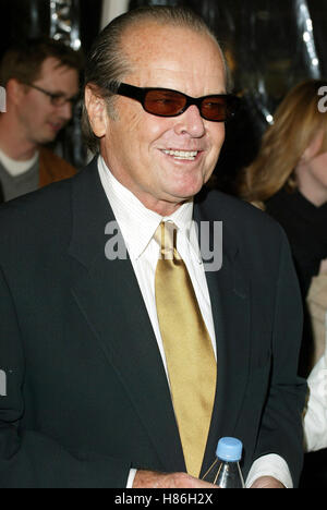 JACK NICHOLSON ABOUT SCHMIDT LA PREMIERE ACADEMY OF MOTION PICTURE ARTS & SCIENCES BEVERLY HILLS LA 12 December 2002 Stock Photo