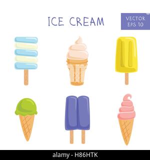 Set of ice-creams and popsicles. Vector Illustration Stock Vector